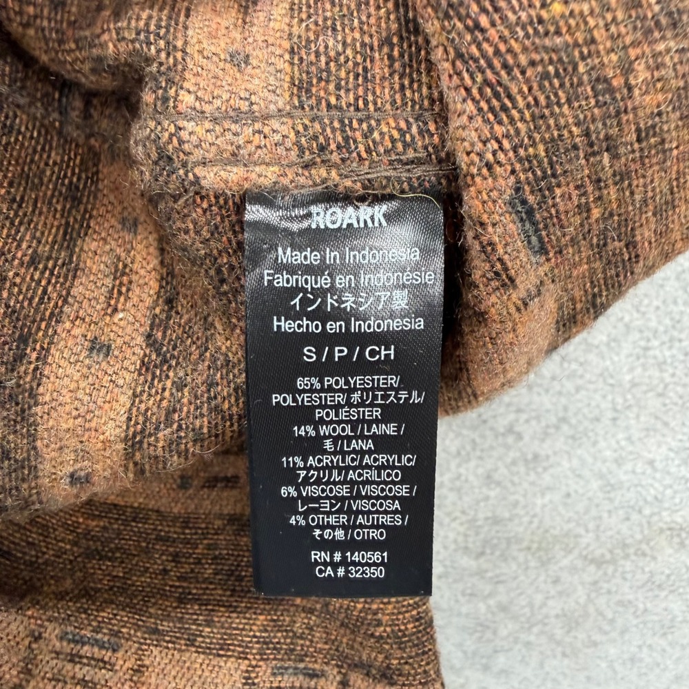 Roark Flannel Shirt Jacket Men Small Brown Aztec‎ Tribal Striped Wool Blend NEW - Picture 6 of 10